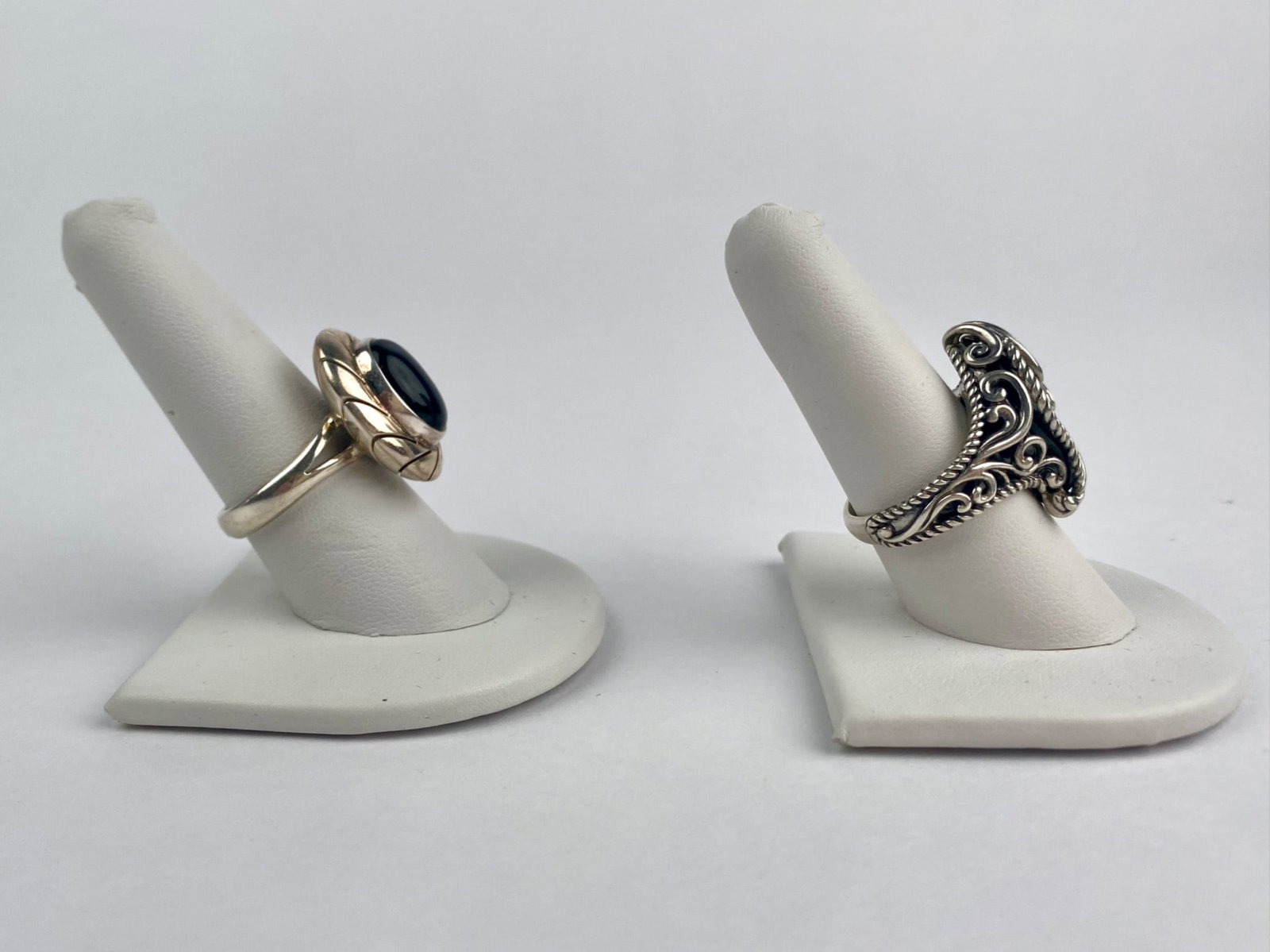 Four Sterling Silver Cabochon Rings - 5