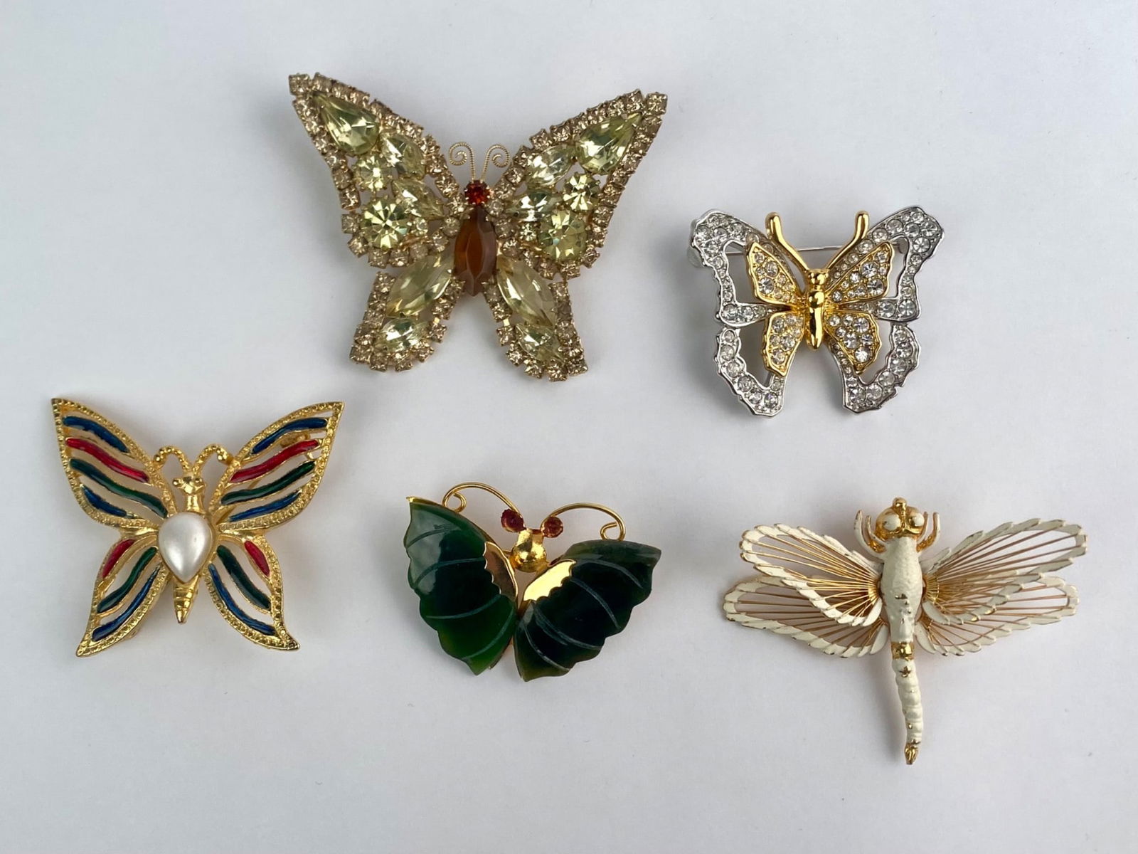 Group of Vintage Butterfly & Dragonfly Costume Jewelry Brooches (1 of 12)