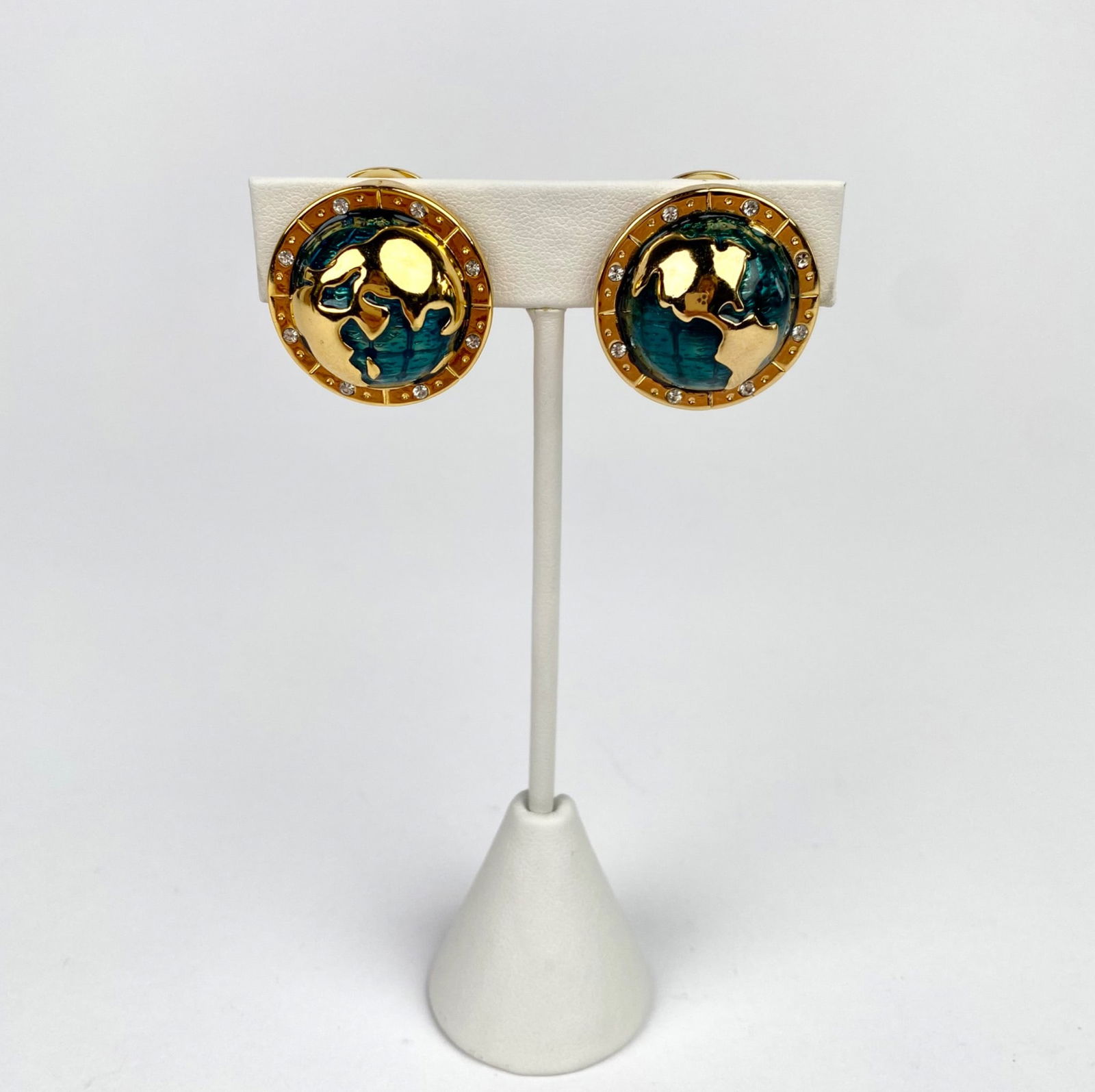 Signed Kenneth Jay Lane ‘World Peace’ Clip Earrings (1 of 6)