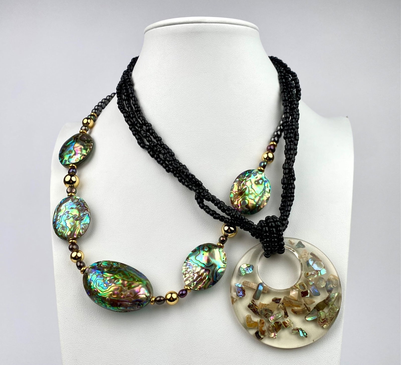 Pair of Lee Sands Necklaces Featuring Abalone & Beaded Designs (1 of 6)