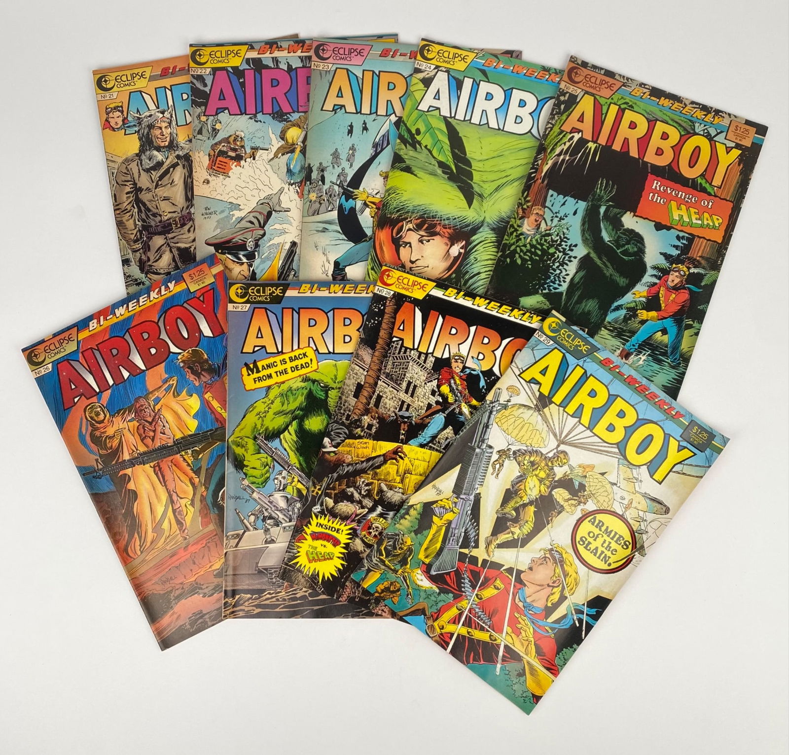 Airboy comic books published by Eclipse Comics. Includes issues #1-50 with duplicates. Condition - 4