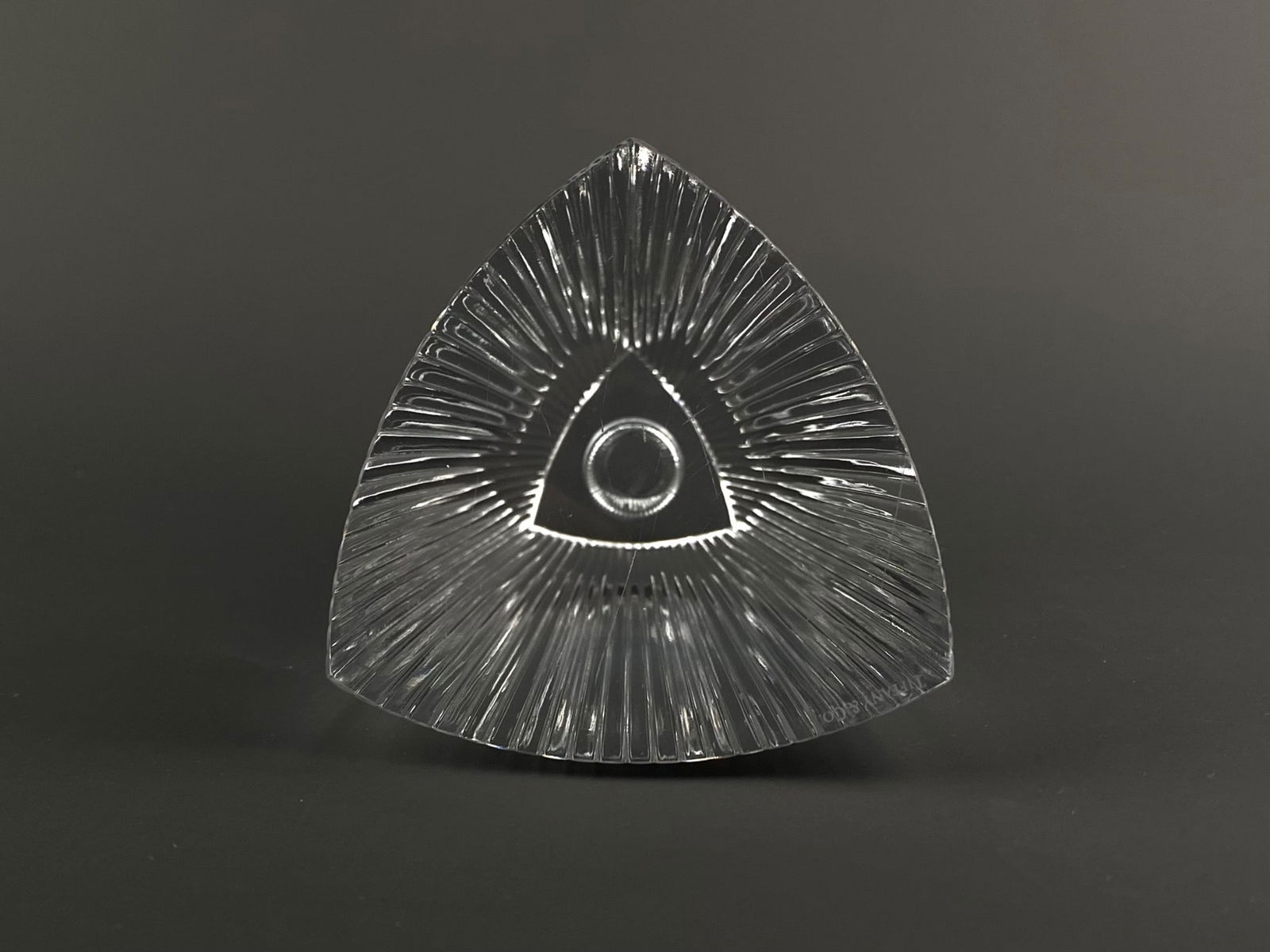 Tiffany & Co. Crystal Ribbed Triangular Candlestick Holder - 6