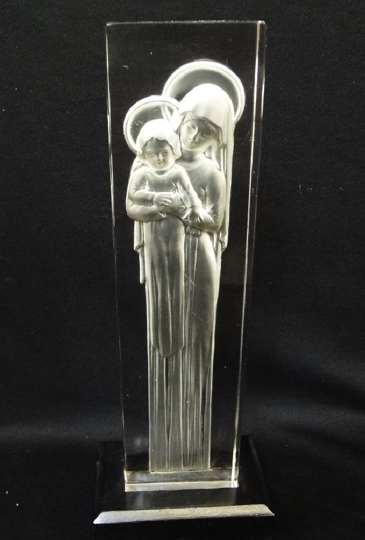 Lalique Glass "Madonna and Child" Statue on Wood Base (1 of 5)