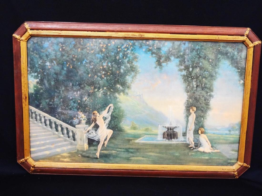 Maxfield Parrish "Daybreak" Lithograph 1926 Borin: Maxfield Parrish "Daybreak" Lithograph 1926 Borin Manufacturing: Lovely lithograph set in early art deco frame. Brass accented frame. Measures 32.25 x 21.5.