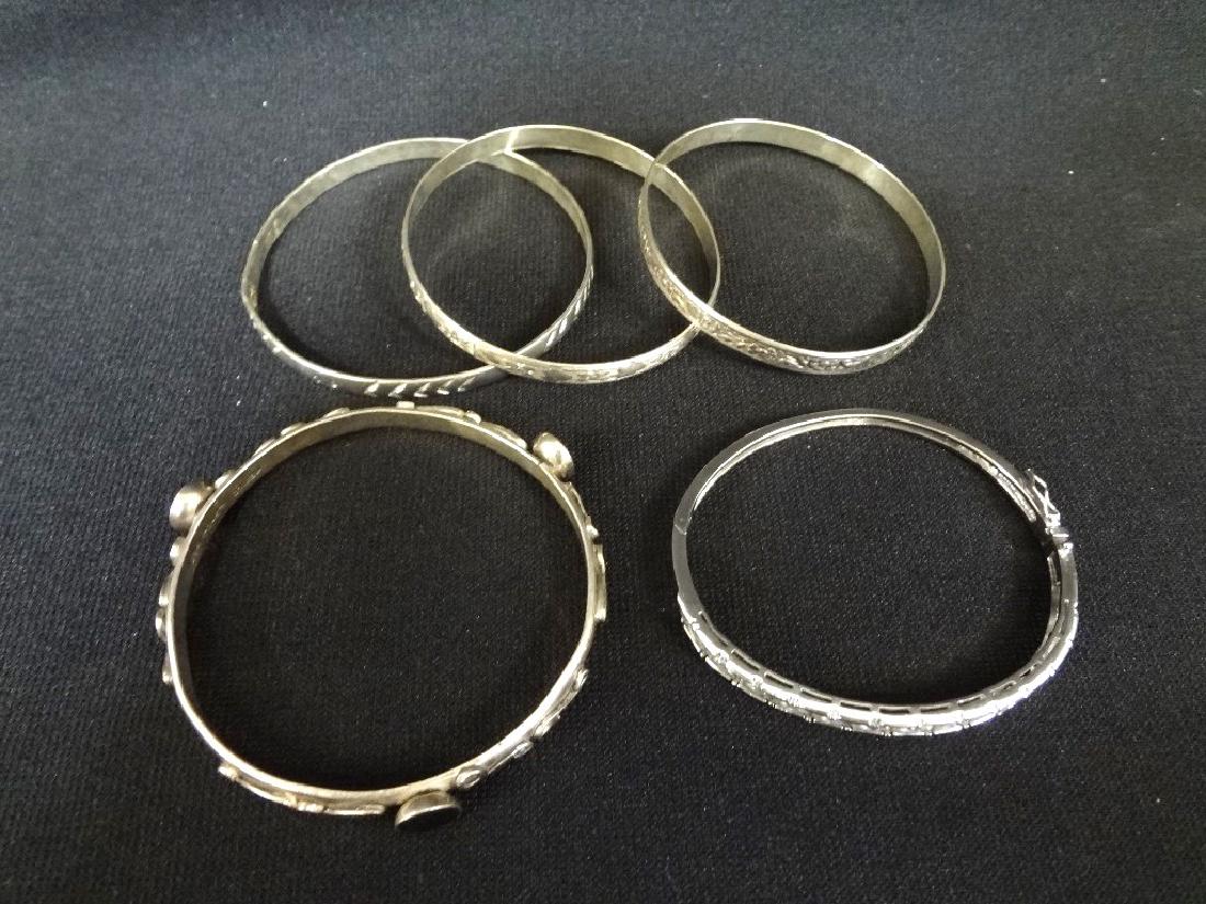 (5) Sterling Silver Bangle Bracelets: Dane Craft, (1 of 4)