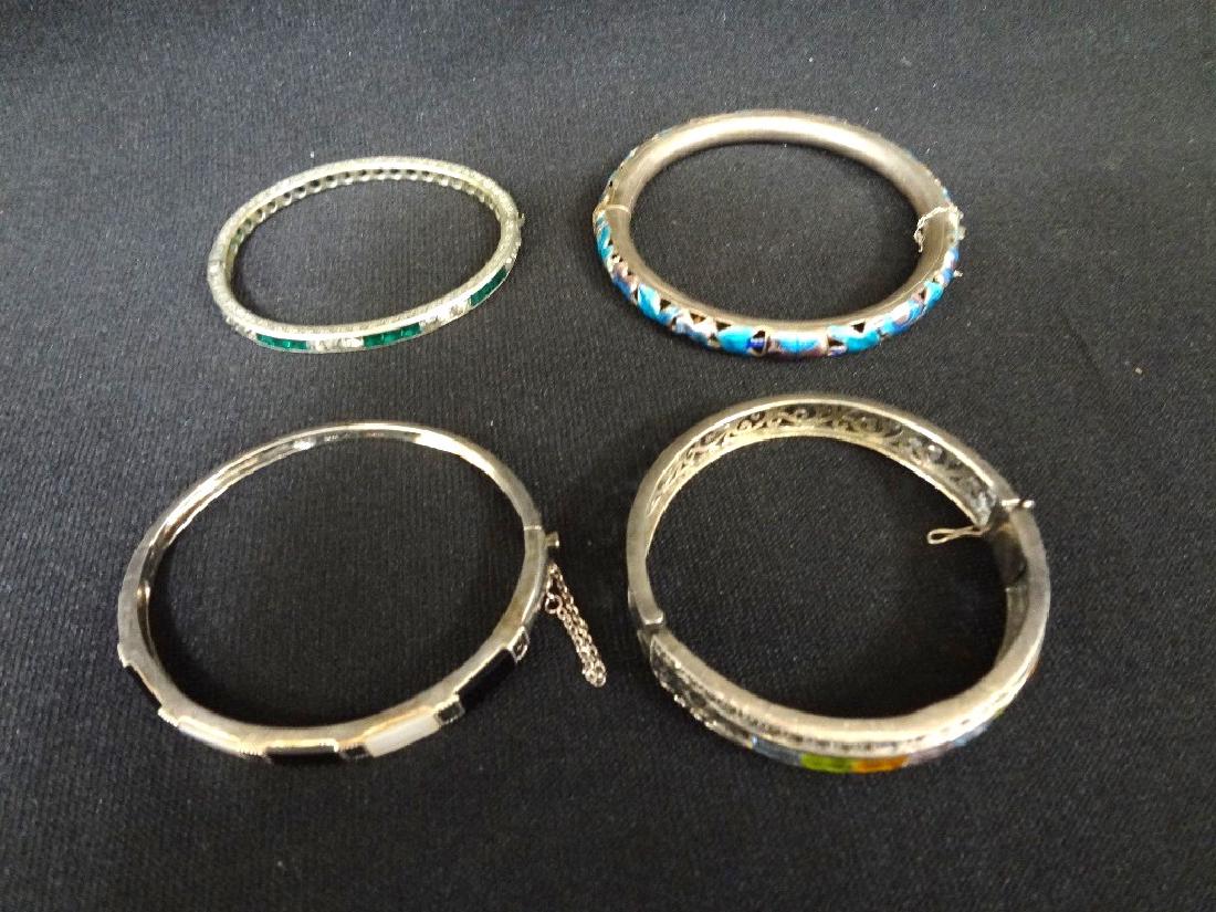 (4) Sterling Silver Art Deco Style Bangle Bracelets (1 of 5)