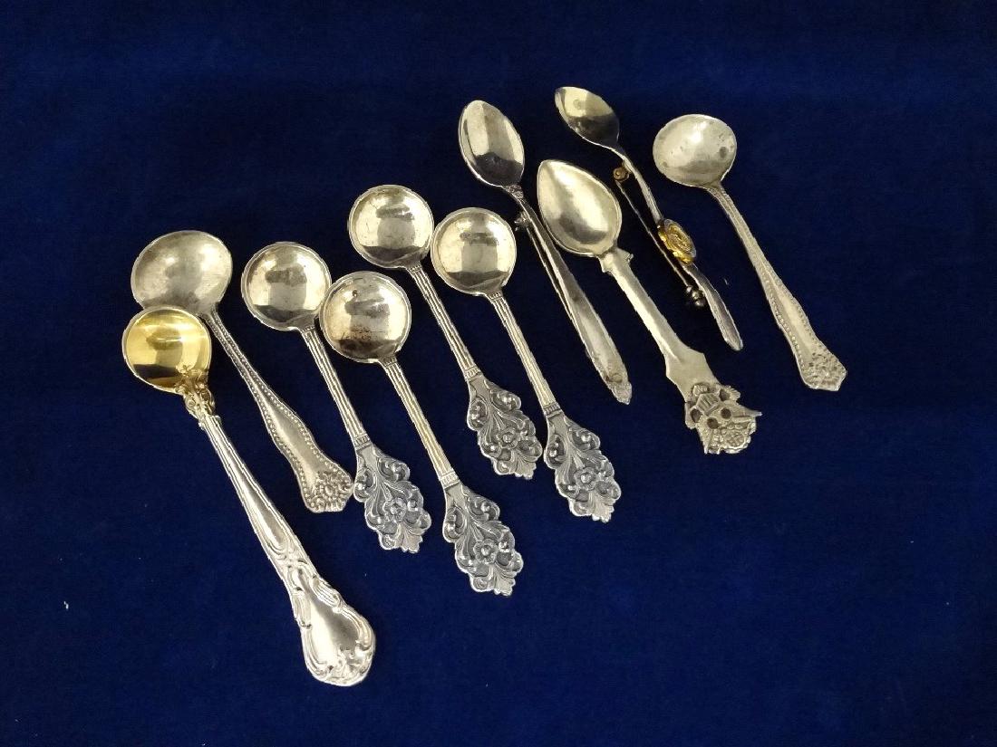 (10) Sterling Silver Salt Spoons Different Makers and (1 of 5)