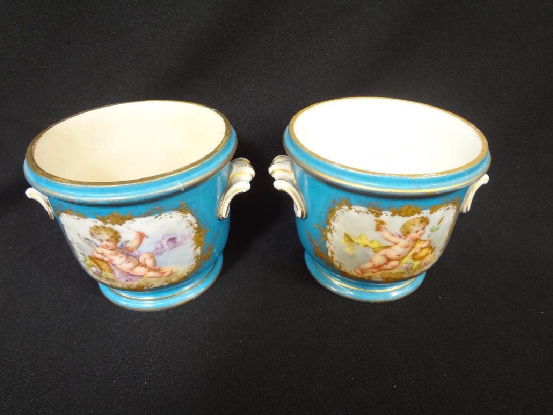 Sevres French Porcelain (2) Two Handled Cache Pots (1 of 4)