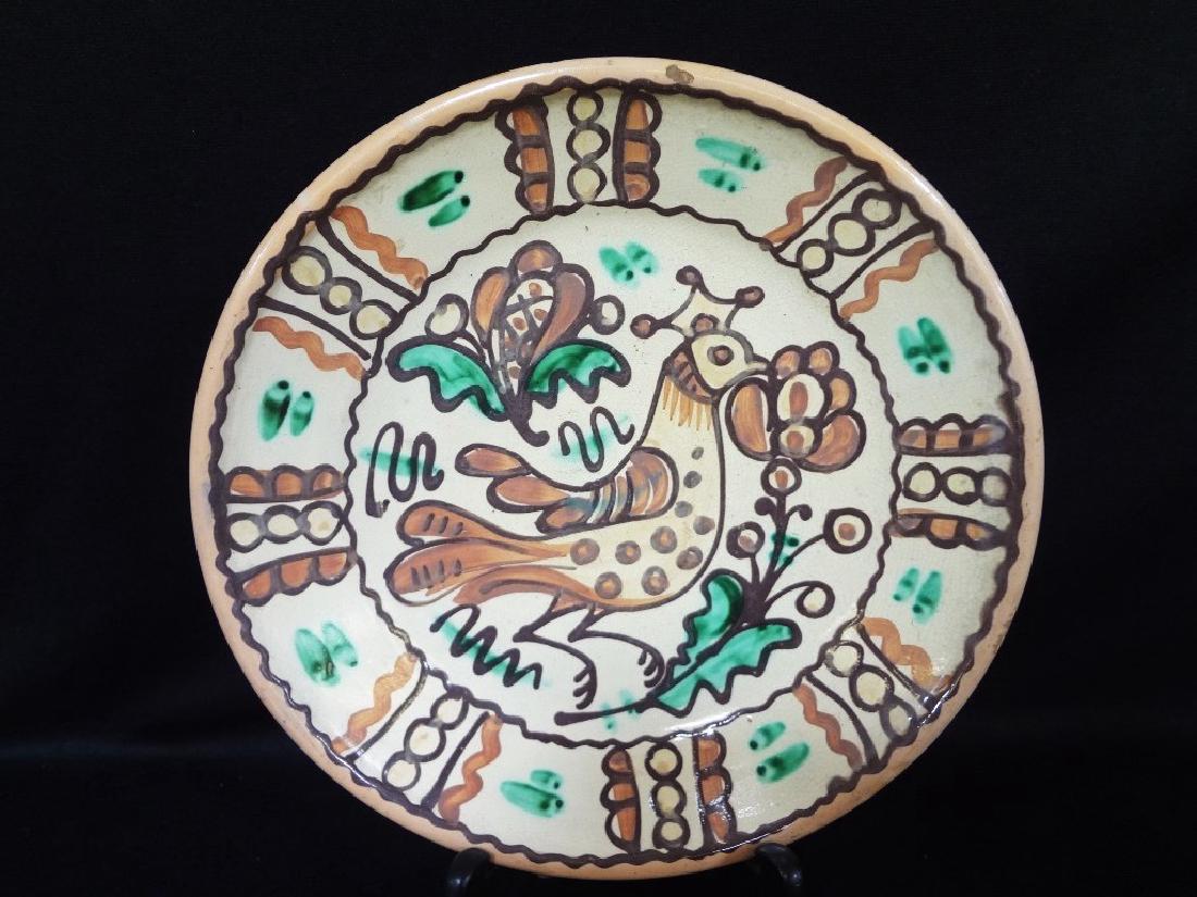 Redware Slipware Pottery Bird Plate 19th Century (1 of 3)