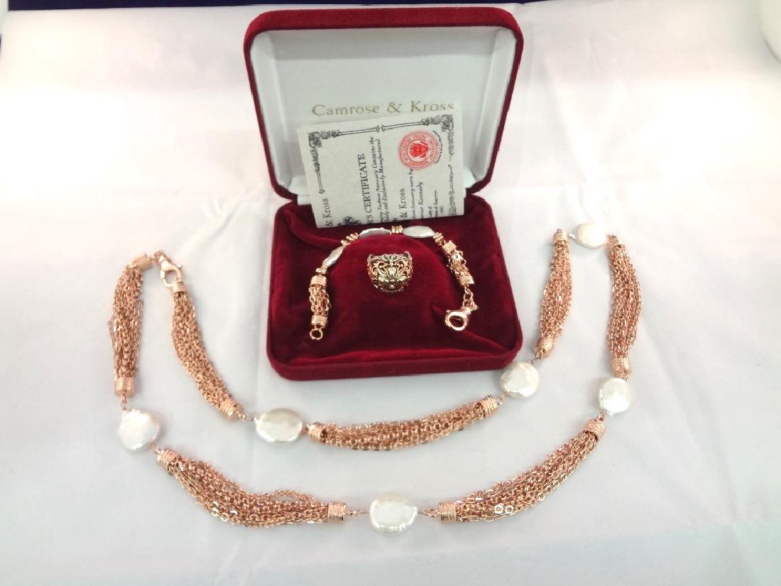 Jacqueline Bouvier Kennedy Camrose and Kross Necklace,: Jacqueline Bouvier Kennedy Camrose and Kross Necklace, Bracelet, Ring Matching Set New in Box: Camrose and Kross made a commemorative line of jewelry representing the jewelry JBK wore in her lifetime.