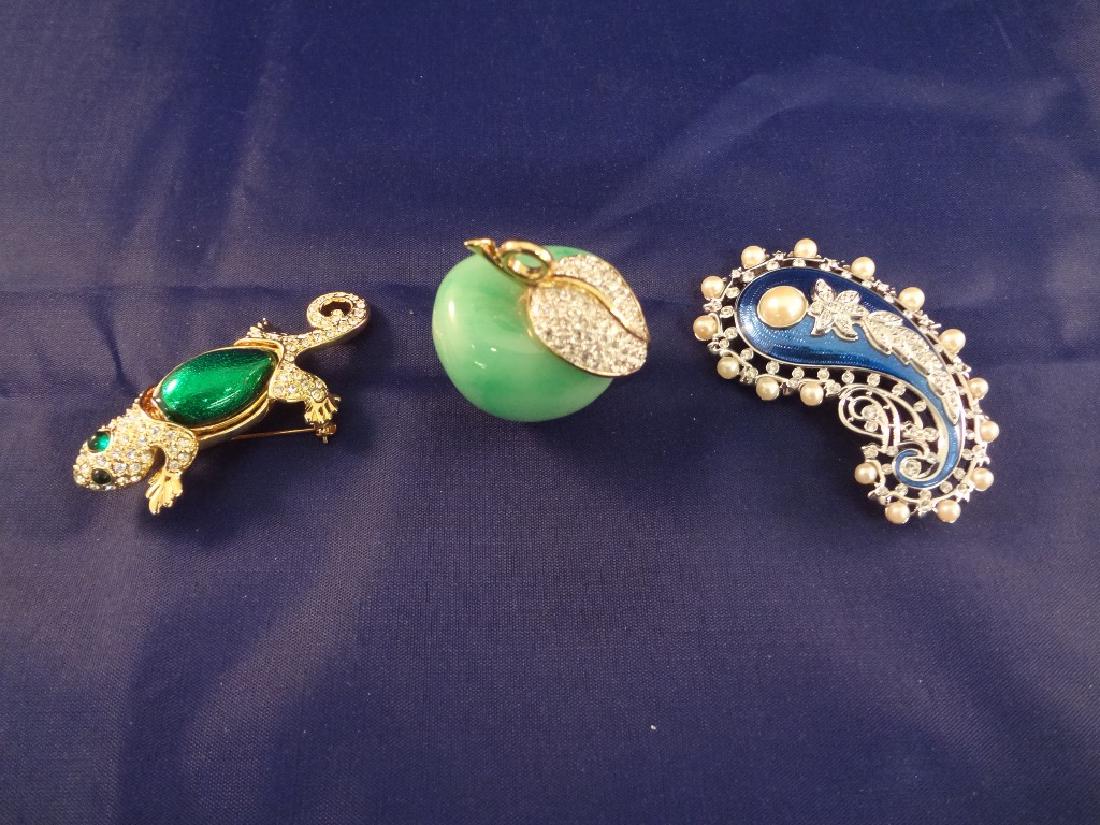 (3) Kenneth Jay Lane Enameled and Rhinestone Brooches (1 of 4)