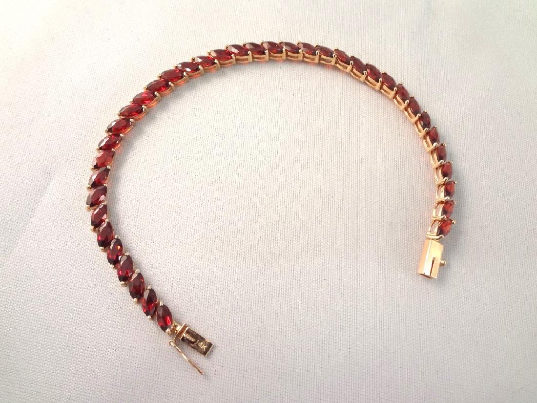 14K Gold Tennis Bracelet (38) Marquise Cut Garnet 6x3mm (1 of 4)