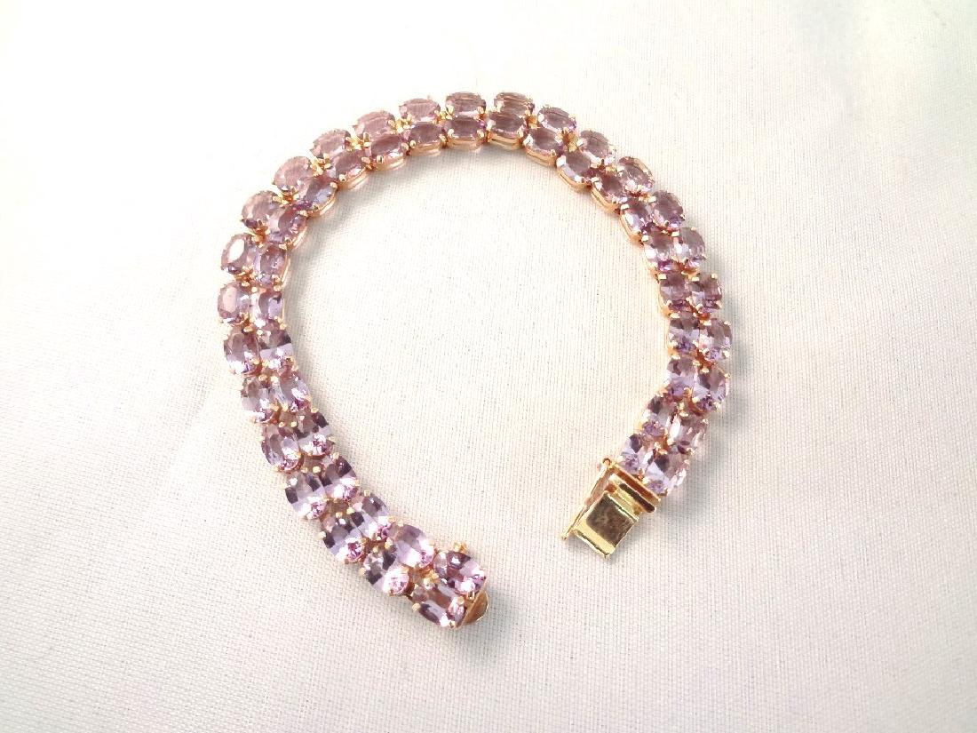 14K Gold Tennis Bracelet (52) Oval Amethysts 6x4mm (30) (1 of 3)