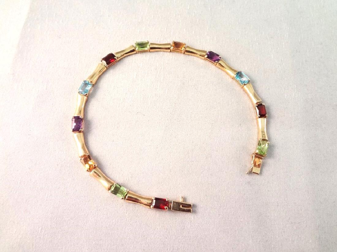 14K Gold Tennis Bracelet (12)Emerald Cut Peridot, (1 of 3)