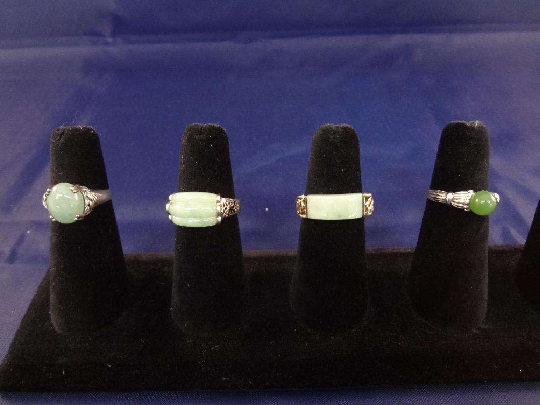 (4) Sterling Silver and Green Apple Jade Rings (1 of 9)