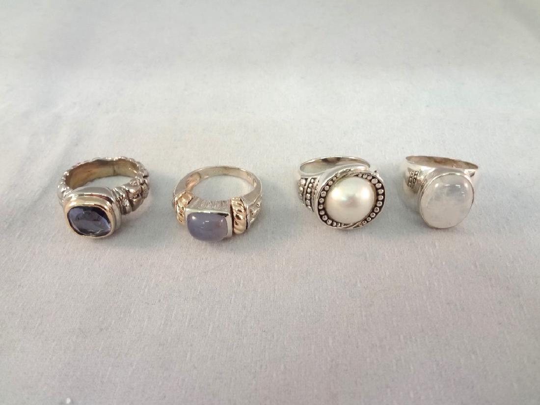 (4) Sterling Silver and 14K Gold Rings with Stones (1 of 5)