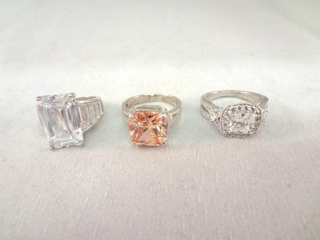 (3) Sterling Silver Rings All with Cubic Zirconias (1 of 4)