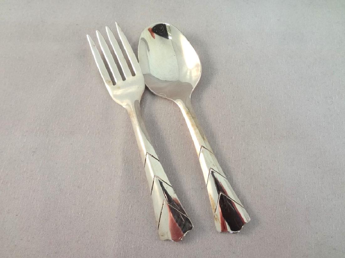 Web Sterling Silver Baby Fork and Spoon Set (1 of 2)
