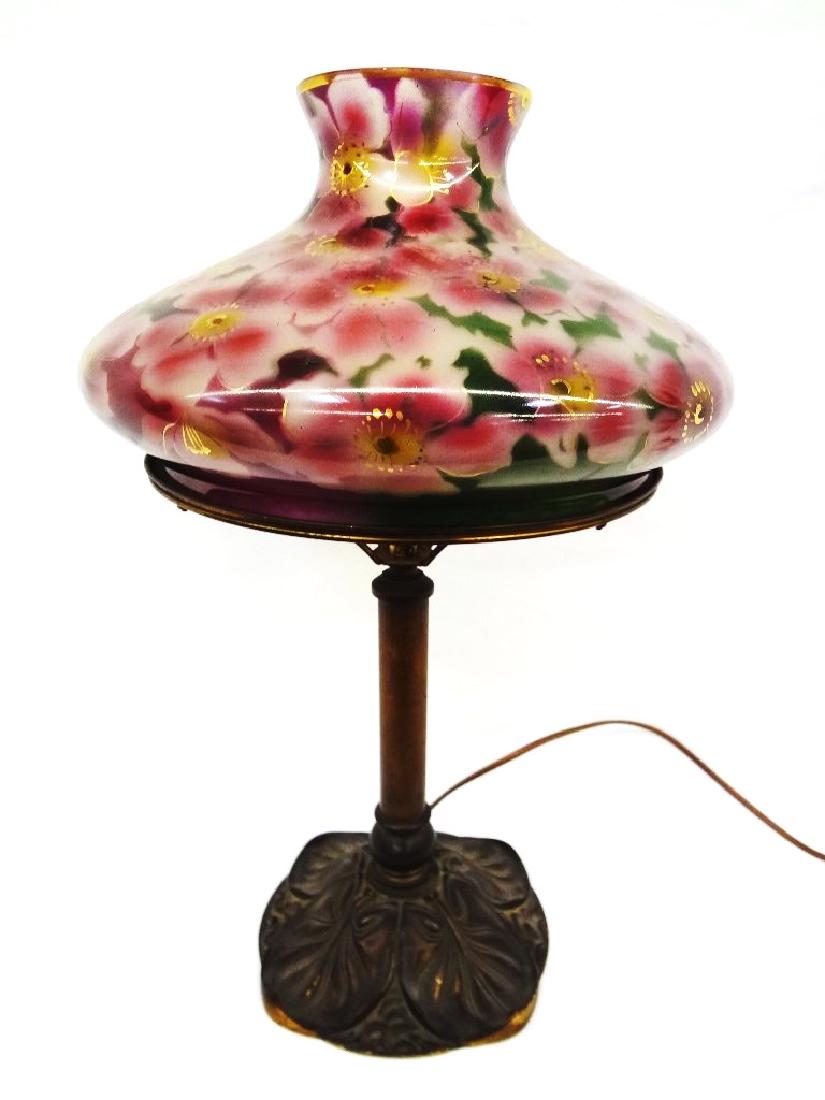 Bradley and Hubbard Signed Table Lamp with Glass Floral (1 of 9)