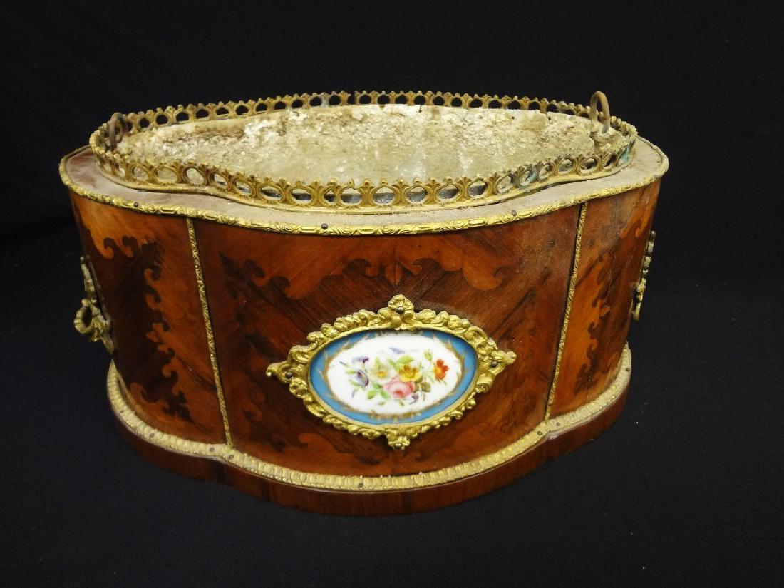 Sevres France China Planter: Inlay Curved Wood and (1 of 4)