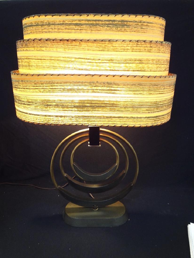 Mid Century Modern Table Lamp Original Shade Brass Base (1 of 5)