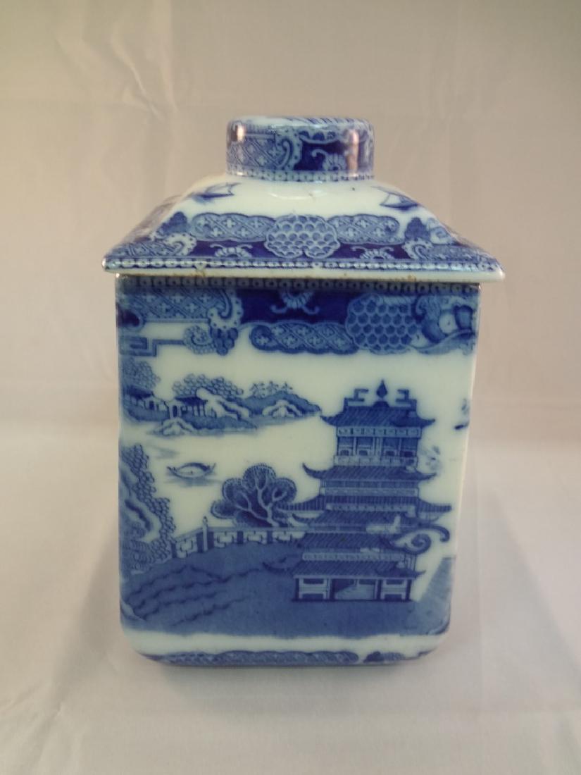 1930's Rington's Porcelain Blue and White Tea Caddy (1 of 4)