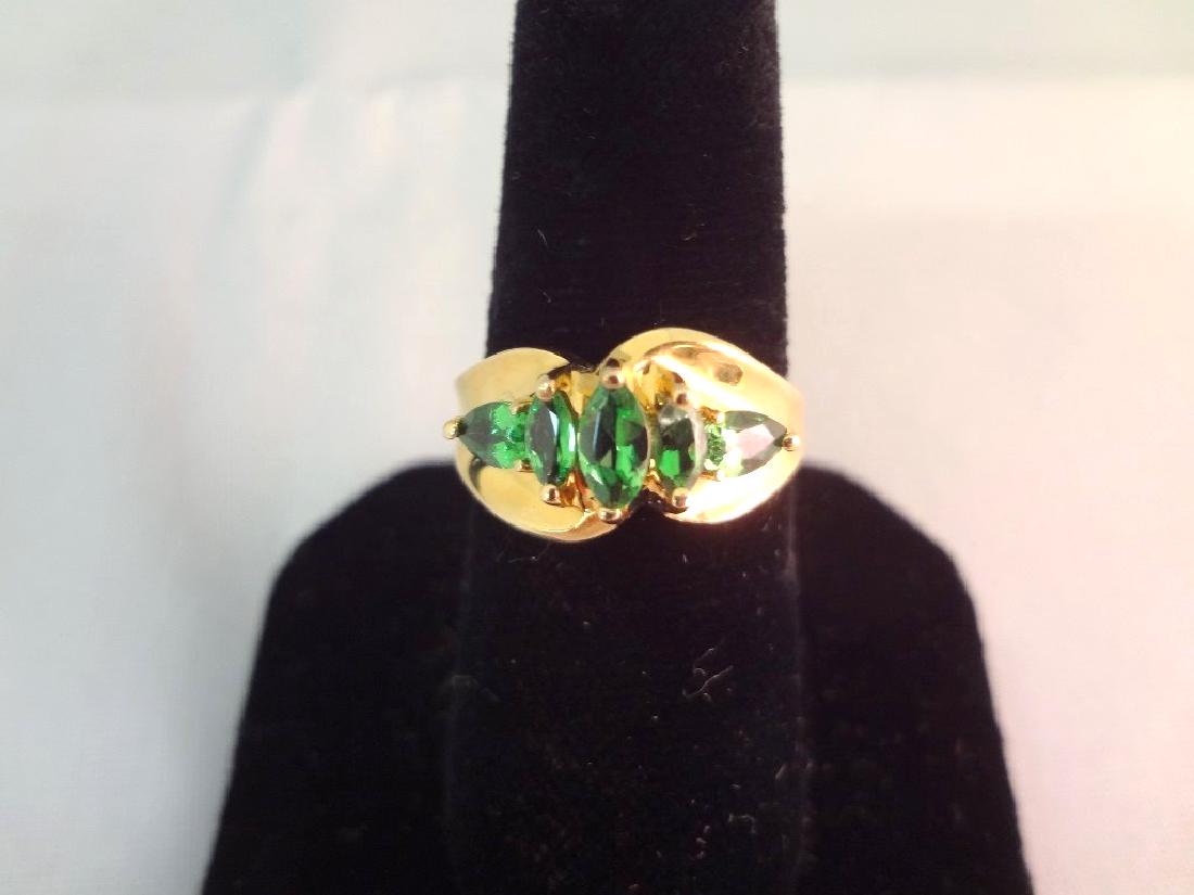 14K Gold Ring (3) Marquise Cut Emeralds (2) Pear Cut (1 of 3)
