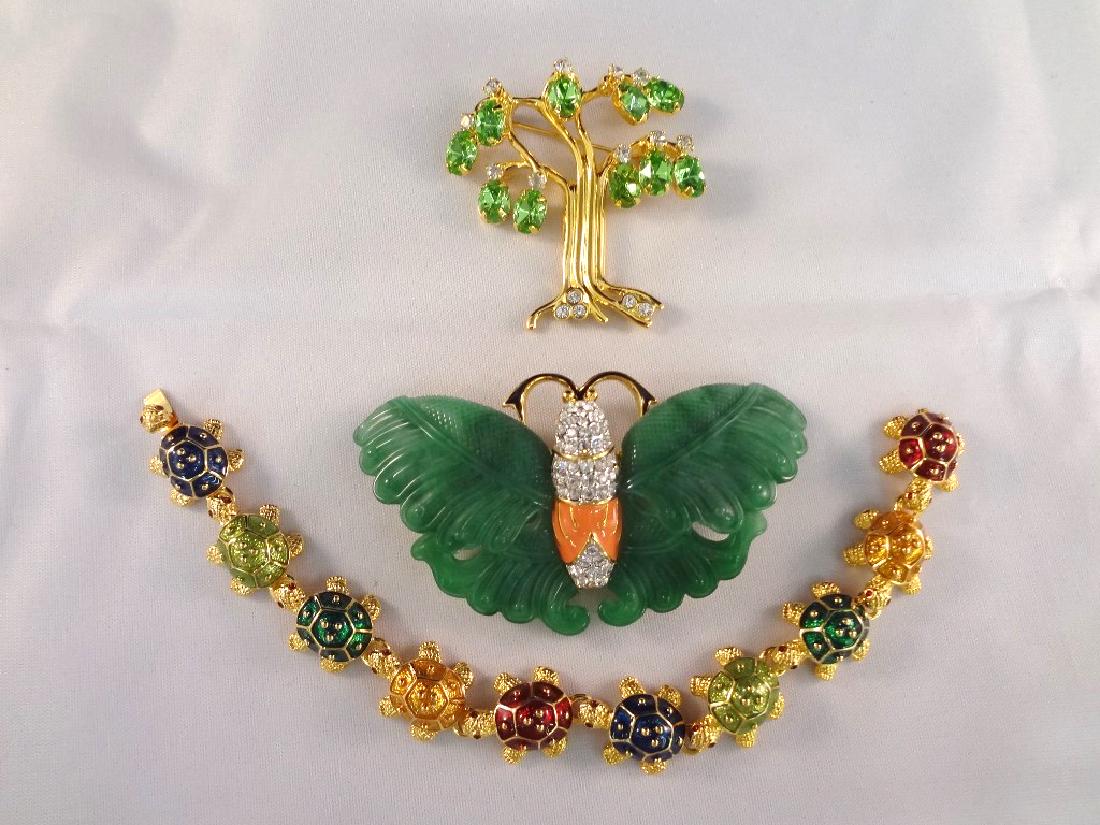 Kenneth Jay Lane Enamel and Rhinestone Jewelry Brooch, (1 of 4)