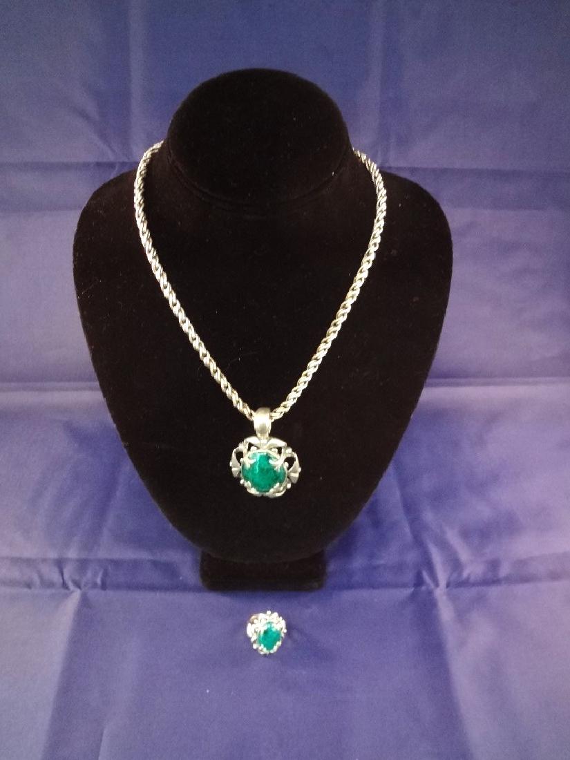 Carolyn Pollack Sterling Silver and Malachite Necklace, (1 of 6)