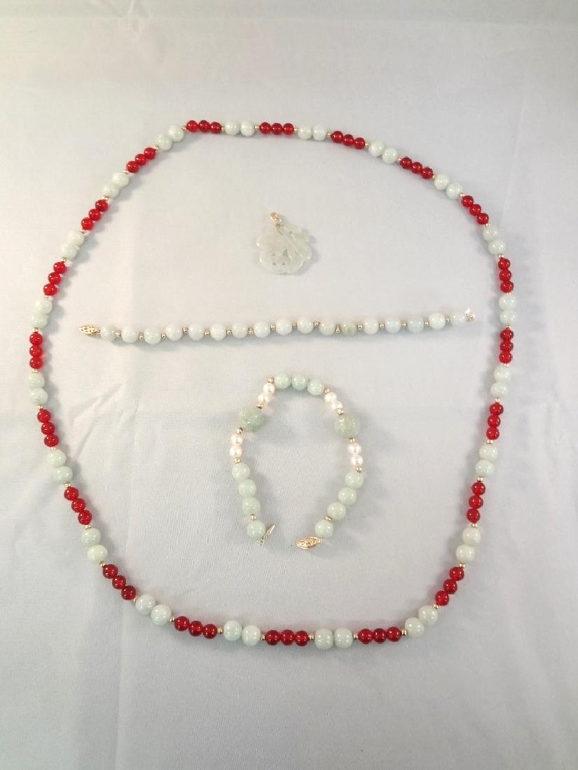 14K Gold Green Apple Jade Jewelry: Necklace, Pendant, (1 of 5)