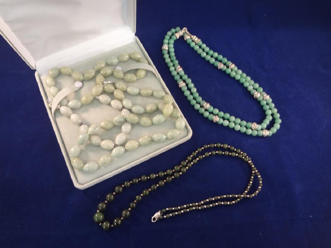 (3) Sterling Silver and Jade Necklaces (1 of 4)