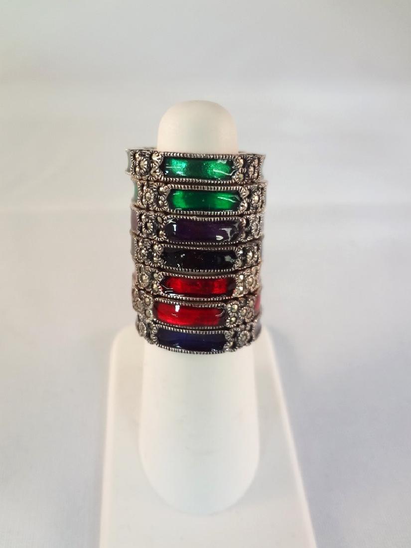 (7) Sterling Silver and Enamel Rings (1 of 2)