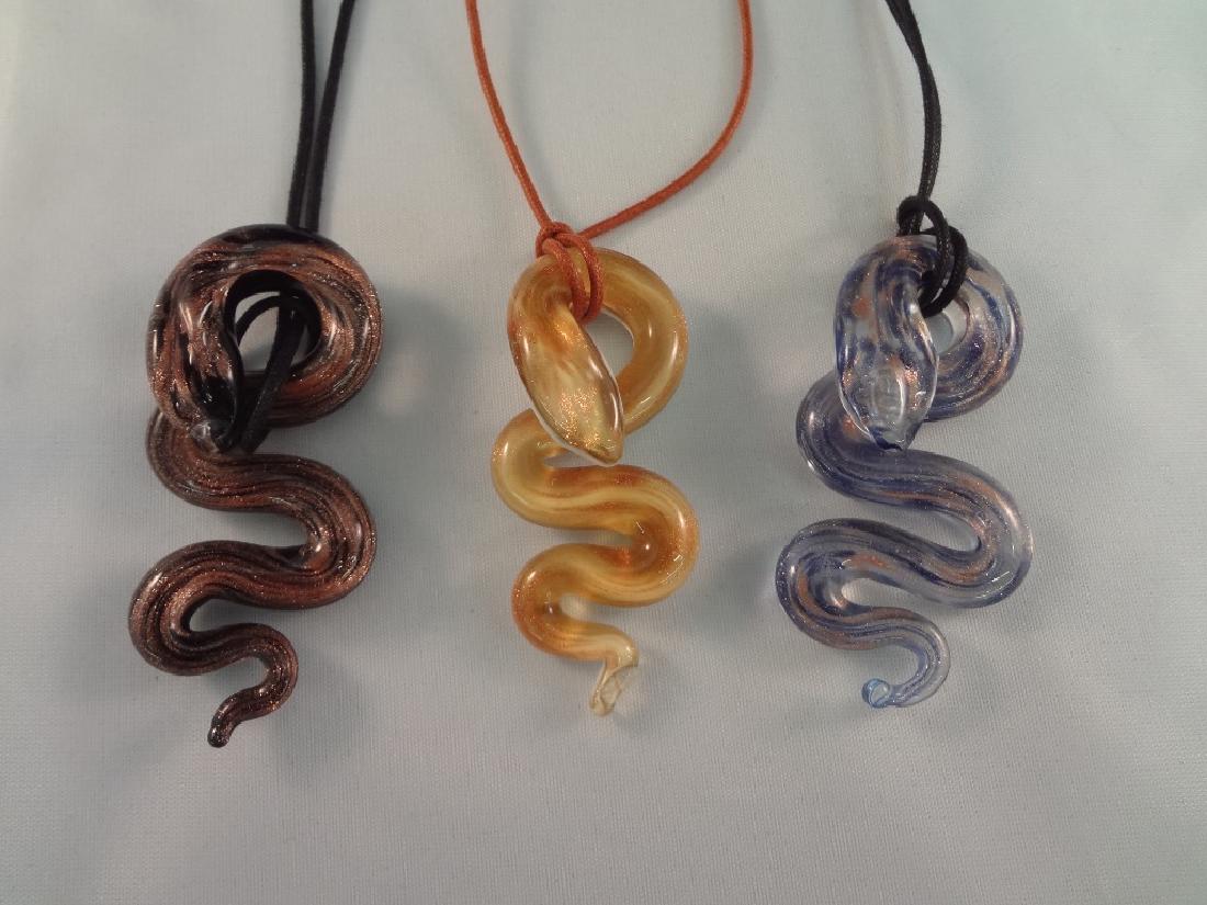 (3) Venetiaurum Murano Glass Snake Pendants (1 of 4)