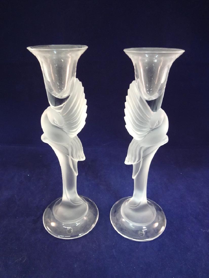 Pair Igor Carl Faberge Snow Doves Candle Holders (1 of 3)