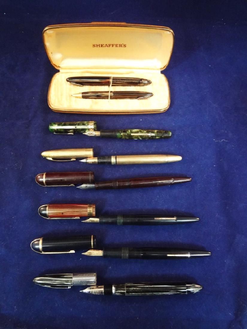 (7) 14k Gold Nib Fountain Pen Group: Sheaffer, (1 of 7)