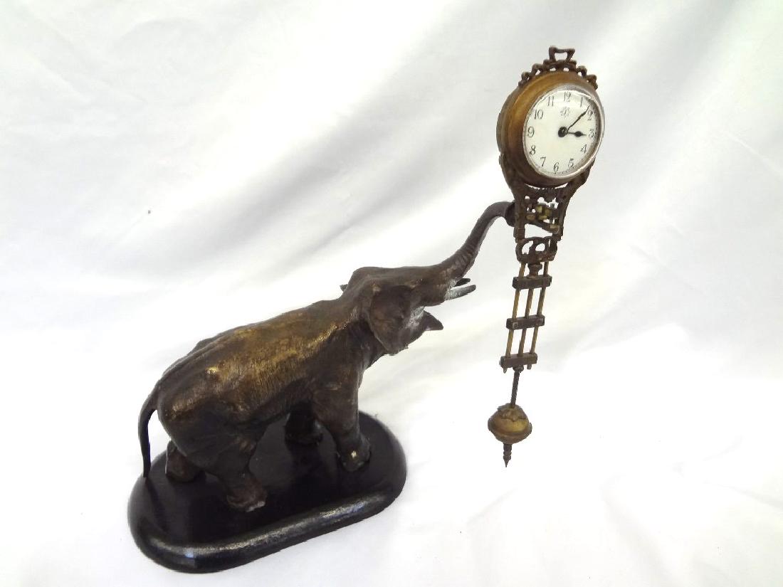 Jungham German Patinated Spelter Elephant Clock (1 of 5)