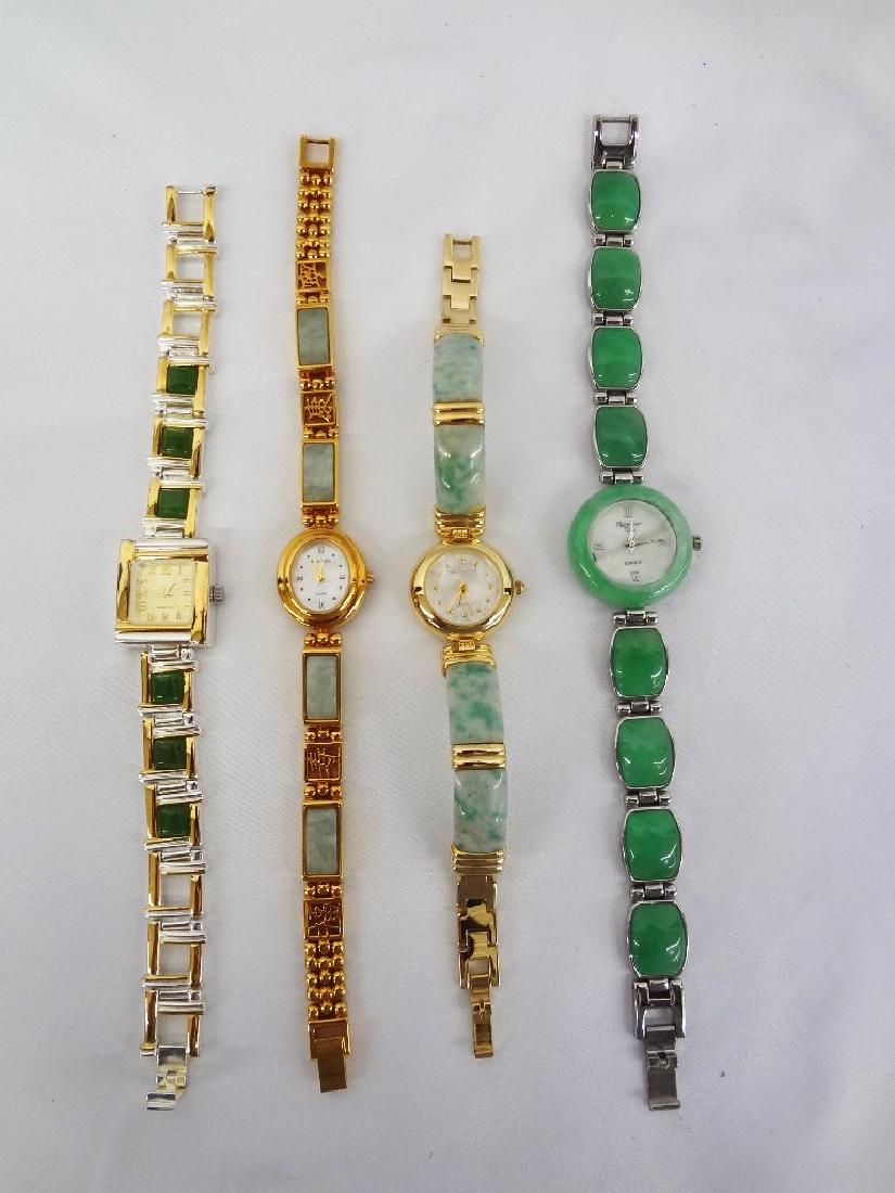 (4) Jade Watches: Sterling, Silver and Gold Tones (1 of 3)