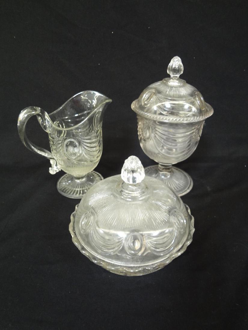 (3) Lincoln Drape Glass: Creamer, Lidded Candy, Lidded (1 of 4)