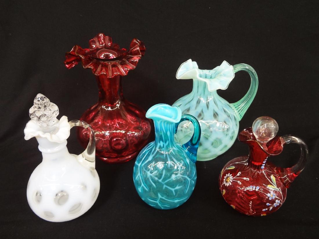 (5) Pieces of Fenton, Opalescent, Fern, Herringbone (1 of 6)