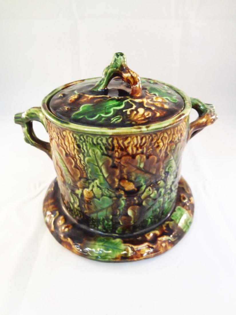 Majolica Cheese Keeper/Cracker Jar Oak Leaves/Acorn (1 of 5)