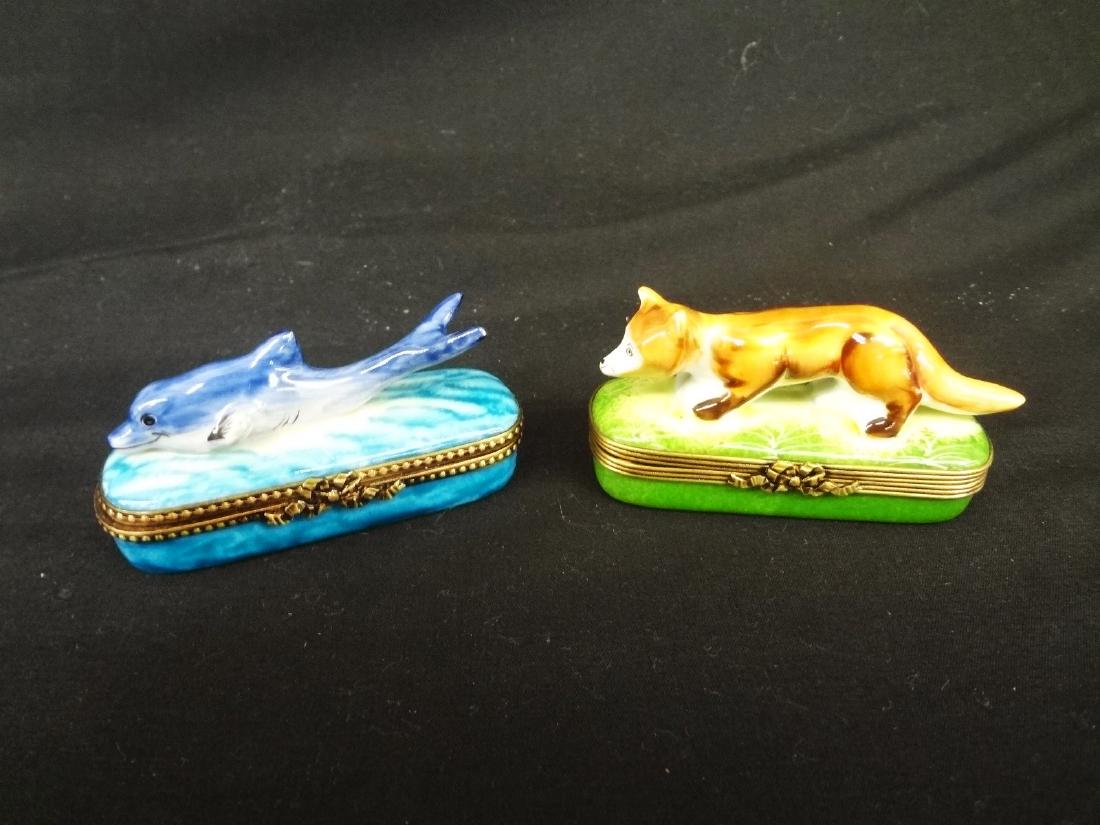 Limoges France Peint Main Trinket Box Dolphin and Fox (1 of 7)