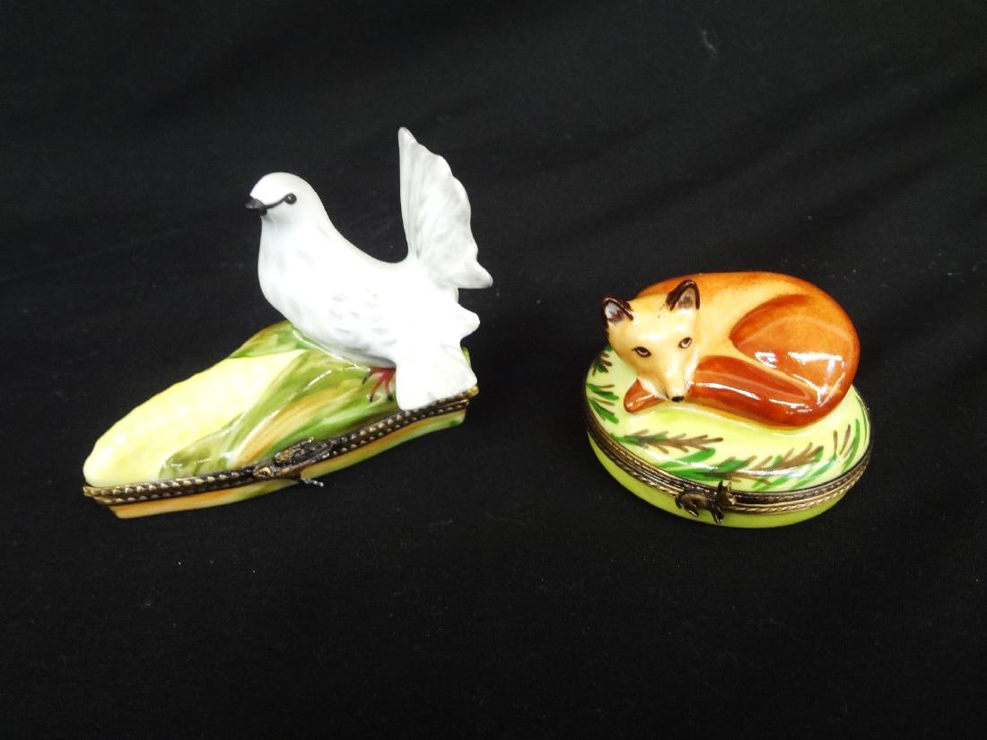 Limoges France Peint Main Trinket Boxes: Fox, Bird on (1 of 7)