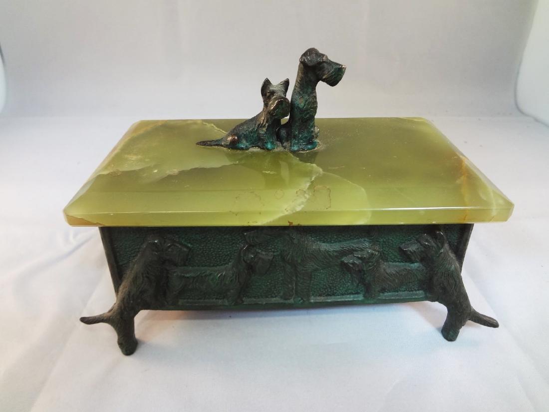 Bronze and Marble Scottie Dog Footed Box (1 of 6)