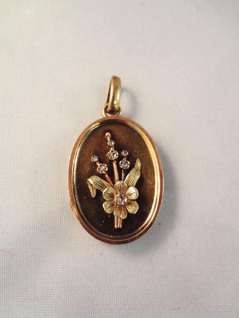 10k Gold Diamond Victorian Mourning Locket/Pendant (1 of 3)