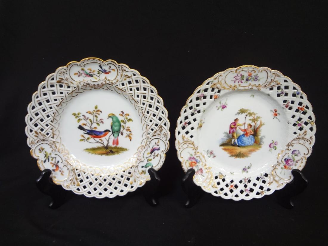(2) Meissen Reticulated Hand Painted Plates (1 of 5)