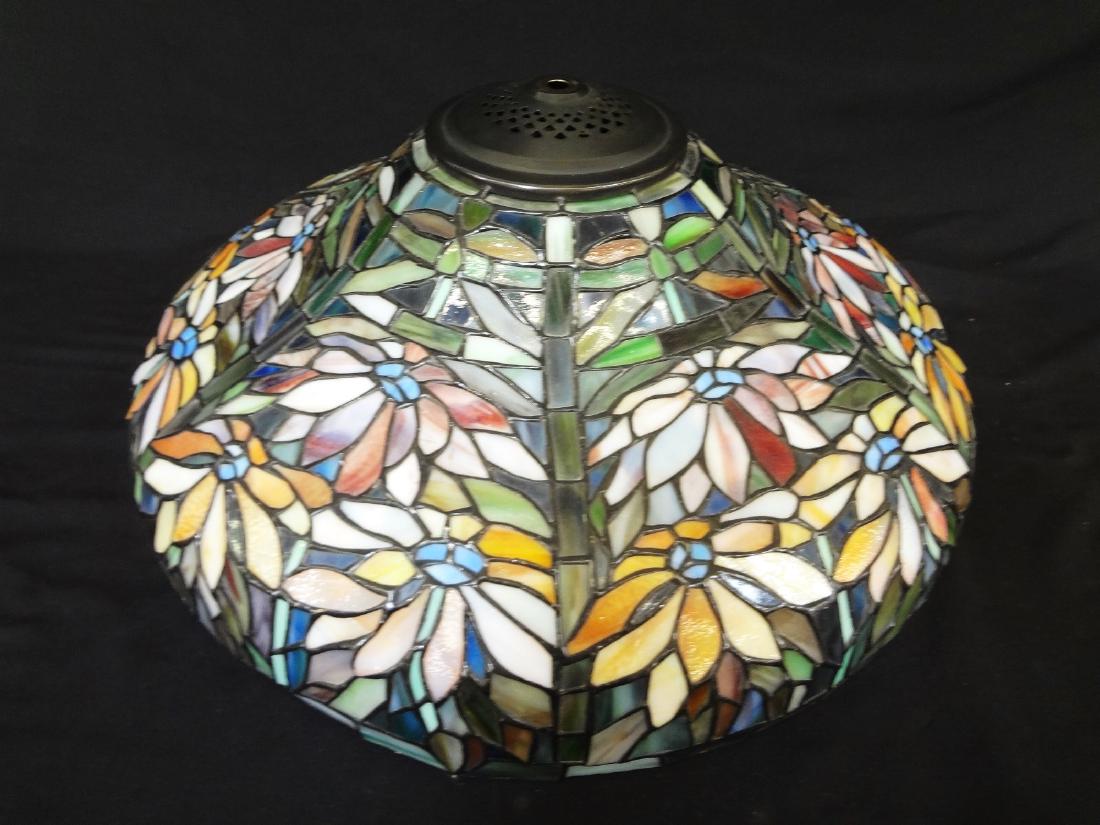 Stained Leaded Glass Table Lamp Shade Floral Design (1 of 6)