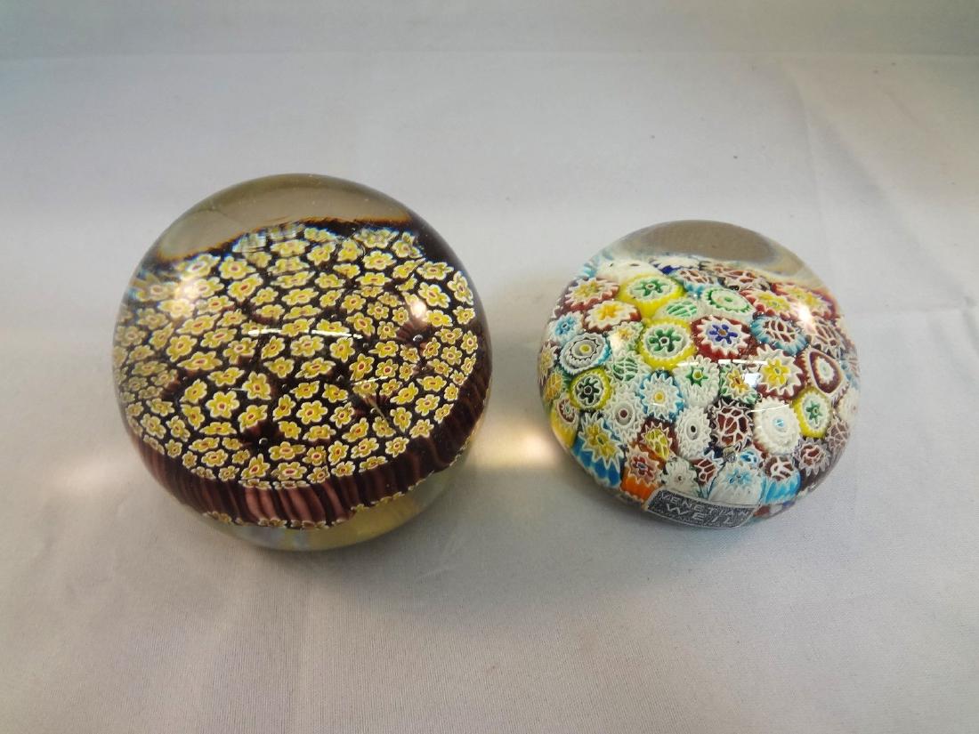 (2) Millefiori Murano Italy Glass Paperweights (1 of 7)