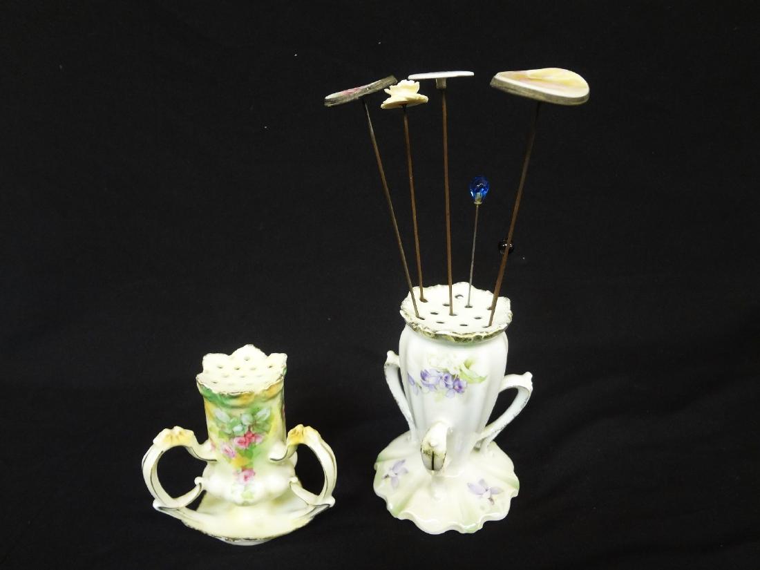 (2) R.S. Prussia Hat Pin Receivers with Hat Pins (1 of 6)