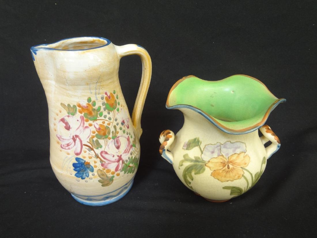 (2) Weller Pottery Pieces: Pitcher "Bonito" and Ruffled (1 of 6)