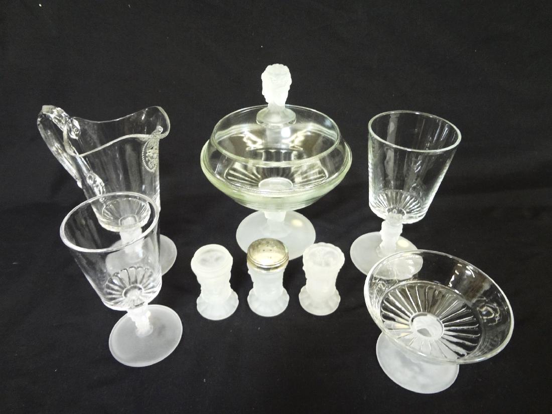 George Duncan Three Face Frosted EAPG Glass Group: (1 of 8)